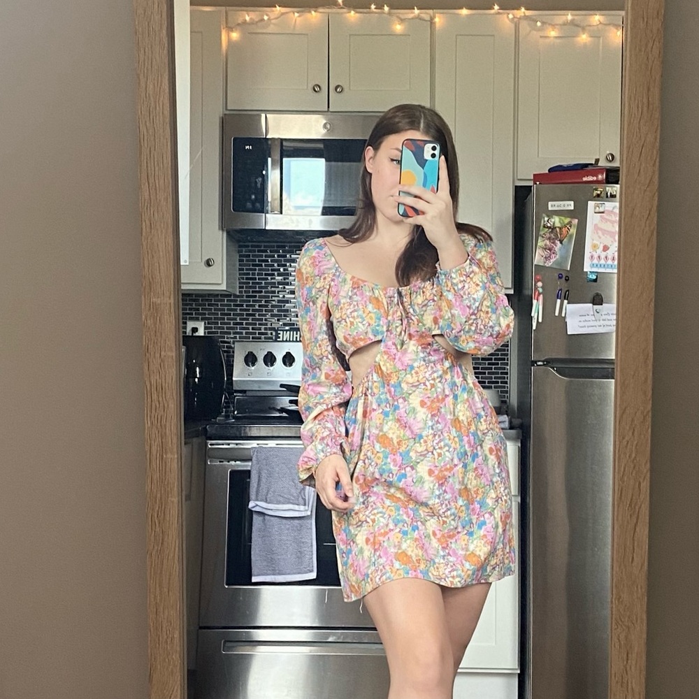 Floral cut-out dress